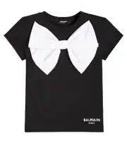 [Balmain Kids] Balmain Kids Bow-detail cotton jersey T-shirt Y 12 black