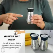 Chandler Salt and Pepper Shakers Set 4oz Refillable Glass Bottom Silver 2pcs