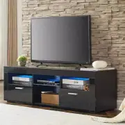 Seafuloy TV Stand 15.7"x51.2"x13.8" Black Particleboard w/LED Lights+Storage