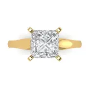 2.5ct Princess Cut Clear Stone Wedding Promise engagement Ring 14k Yellow Gold
