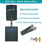 E-Lektron Sonic Boost Plus SAP-812 Bluetooth Vocal Bass Sound PA System UHF Mics