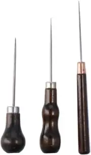 3Pcs Wooden Handle Scratch Awl Tool,Leather Punch Hole Craft,Sewing Awl Leather