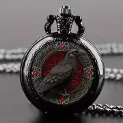 Vintage-Style Clever Crow Exquisite Pocket Watch - Quartz Movement, Round Dial,