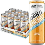 OPTIMUM NUTRITION Amino Energy + Electrolytes Sparkling Hydration Drink, Mango Pinelime Flavour, 355ml, 12 Pack