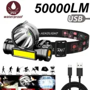 COB+LED Head Band Light Flashlight Headlamp Torch Lamp Waterproof Headlight NEW