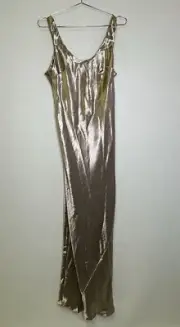 ASOS DESIGN Scoop Back Bias Cut Satin Maxi Dress (Champagne) Size 8 *NEW*