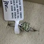 New Jtv 0.15ctw Green White Diamonds Angle Fish Sterling Silver 925 Ring Size 10