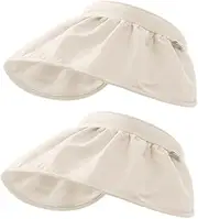 [SQCOOL] Summer Sun Hat Wide Brim for Womens Girls, 2 in 1 Empty Top Sun Protection Cap Foldable Headbands, Flexible Travel Hat Roll Up Beach Cap for Outdoor Holiday Running Hiking Sun Visor Hats Beige+Beige
