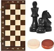 Wooden Chess Set - Travel Chess Board Kit - Educational Folding Wooden Backgammon Checker for Women Men Kids Adults Beginners