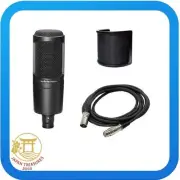 Audio-Technica AT2020 Condenser Microphone + Pop Filter + XLR Cable 3m Set
