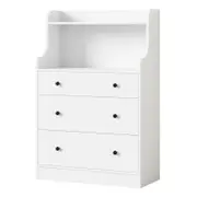 Oikiture Sideboard Buffet Cupboard 3 Chest of Drawers Storage Shelf Table White