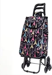Large Capacity Shopping Trolley,Lightweight Folding Shopping Cart,Utility Stair Climbing Trolley with Waterproof Detachable Bag,Swivel Front Wheels,Climber Oversize Ba(A)