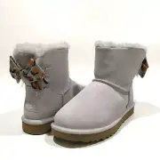 UGG MINI BAILEY BOW RETRO SPOTS BOOT -METAL GREY SUEDE -WOMEN’S US 7 -NEW