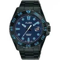 在飛比找ETMall東森購物網優惠-ALBA 雅柏 經典運動潛水造型手錶-42mm/黑x藍 AS