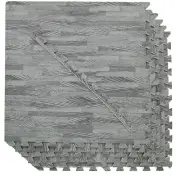 100 SqFt 3/8" EVA Sea Haze Grey Wood Grain Foam Mat Interlocking 2'X2' 25pcs
