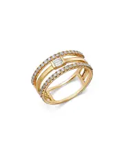 Bloomingdale's Fine Collection Diamond Round & Emerald Cut Triple Row Ring in 14K Yellow Gold, 0.45 tcw