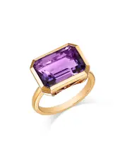 Bloomingdale's Fine Collection Amethyst Emerald Cut Horizontal Bezel Statement Ring in 14K Yellow Gold