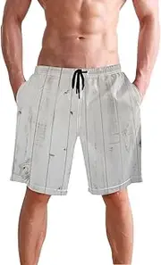[XYMZR] Men's Swim Trunks Vintage Rustic Wood Quick-Dry Bathing Suit Swimming Board Shorts S