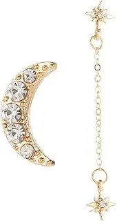 Earring Hoop,Nose Lip Rings,Stud Earrings,Black Earrings for Women, Fashion Sweet and Cute Personality Creative Flash Drill Hollow Star Moon Earring Jewellery Gifts (Color : Gold, Size : One Size)