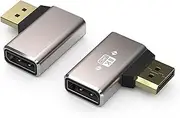 VMOJO 2 Pack DisplayPort Coupler Adapter Alloy Housing 8K UHD HDR Displayport (DP) 1.4 90 Degree Left Angle Male to Female Extender Extension Male Converter 8K@60Hz/4K@144Hz