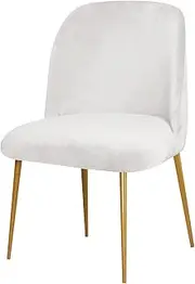 GAWEKIQE Curved Short Back White Armless Accent Chair Slipcover Velvet Upholstered Side Dining Room Chair Cover for Home Decor Living Room Ceremony