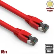 15FT CAT8 RJ45 Network LAN Ethernet Patch Cable S/FTP 2GHz 40Gbps Copper Red
