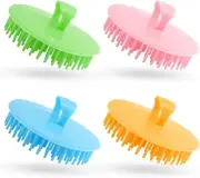 NICEMOVIC 4 Pack Hair Scalp Exfoliator Brush Blue + Green + Yellow + Pink