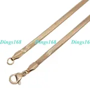 18K Rose Gold Filled Tarnish-Free 5mm Wide 16" Flat Snake Choker Chain Necklace