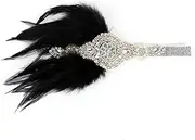 Feather Headband Rhinestone Beaded Sequin Hair Band 1920s Vintage Party Headpiece Women Flapper Feather Headband Fashion Headpiece White Feather Headband (Size : White)