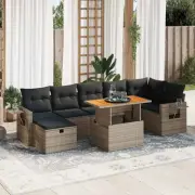 Garden Sofa Set Beige Modular Design with Cushions Storage Function Outdoo 28040