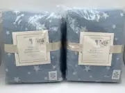 Pair Pottery Barn Kids Tencel Aidan Star Quilted Shams European Square Blue NEW
