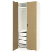 PAX / TONSTAD wardrobe combination, white/oak veneer, 100x60x236 cm