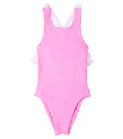 [Hunza G Kids] Hunza G Kids Lara bow-detail ruffled swimsuit One Size pink