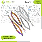 Cynamed Micro Spring Scissors Straight and Curved Precision Satin Rainbow Finish