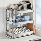 Stainless Steel Draining Shelf Bowl Storage Shelf Kitchen Countertop