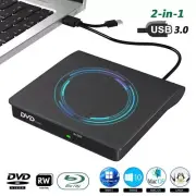 Slim External CD DVD RW Drive USB 3.0 Writer Burner Player Black For Laptop PC