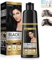 COSMTEK Hair Dye Shampoo - Black Hair Dye Shampoo for Grey Hair Instant 3-in-1 Vegetable Hair Colour Shampoo Contains Ginseng Extract for Men and Women 150 ml Black
