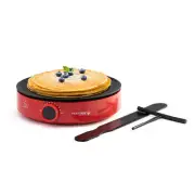 12 In. Non-Stick Smokeless Electric Griddle Crepe Maker, Red