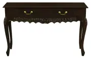 Seine 2 Drawer Carved Sofa Table - Chocolate