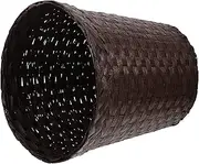 Woven Trash Basket Round Wastepaper Basket Wicker Bathroom Trash Can Waste Basket Toy Storage Basket Woven Storage Basket for Home Dorm Office Khaki (Color : Coffee)