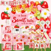 Strawberry Baby Shower Decorations, Balloon Arch Backdrop Banner Tablecloth C...