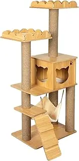 PaWz 132cm Cat Tree – Cats Tower, Scratching Post, Scratcher, Wood, Condo, Toys, Modern House, Climbing