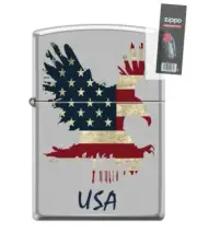 Zippo 82254 eagle usa bird american flag patriotic Lighter + FLINT PACK
