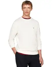 [Tommy Hilfiger] Essential Cotton Crew Neck Knit in Cream