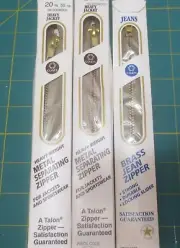 3 Coats Zippers- 2 Heavy Weight Brass Separating Metal & 1 Jeans all Dogwood