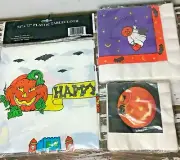 Vintage Halloween Plastic Tablecloth & Napkins Pumpkins Spiders Ghost New Sealed