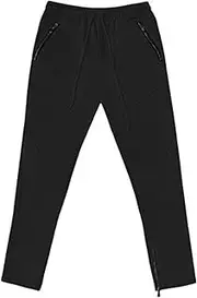 [Generic] Mens Gym Athletic Running Sweatpants Open Bottom Stretch Workout Pants Slim Fit Water Resistant Zipper Pocket Track Pant