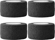 4 PCS 1inch Self Adhesive Bandage Wrap Breathable Non-Woven Elastic Vet Tape for Wrist Ankle Sports Sprain Protection, Black