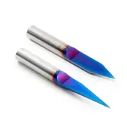 2 PCS V Bit Set CNC Router bits 1/4" Shank Carbide V Bit with Nano Blue Coati...