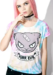 [Goodie Two Sleeves] Purr Evil Tie Dye Tee